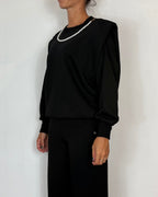 Felpa Spalline Nero Olivia Grey