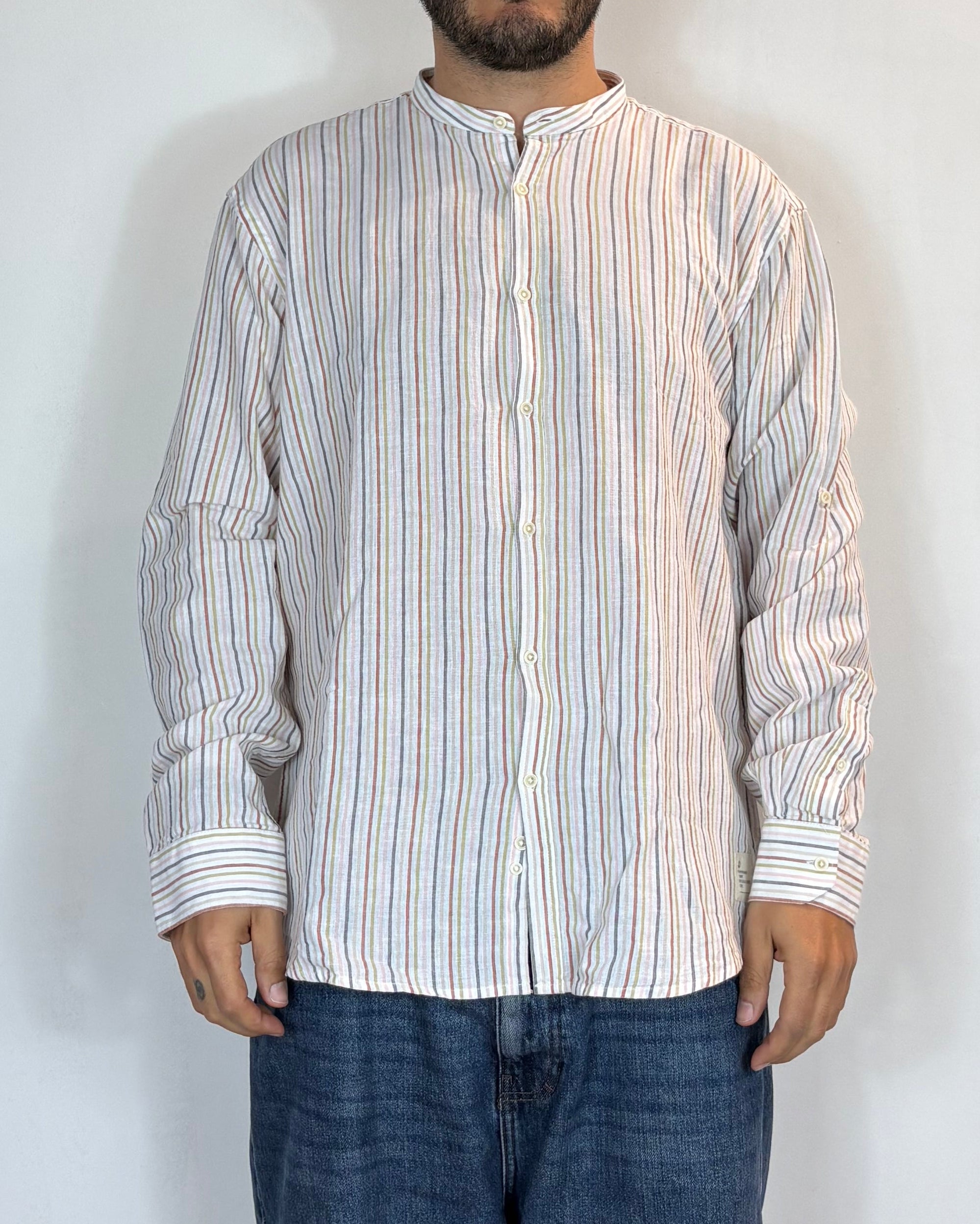 Camicia Korean Lino Riga Multicolor Over-D