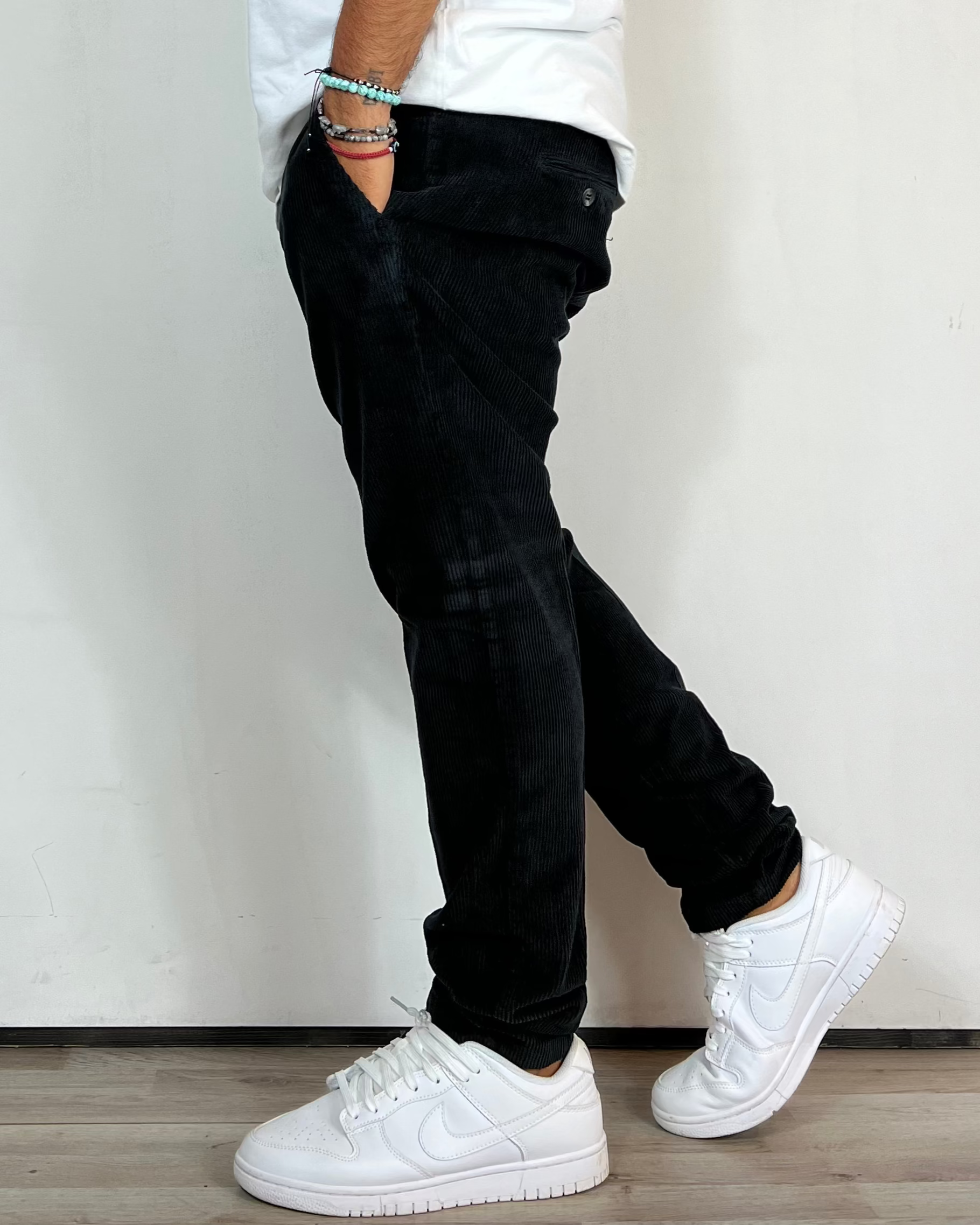 Pantalone Velluto Chino Nero Telamira