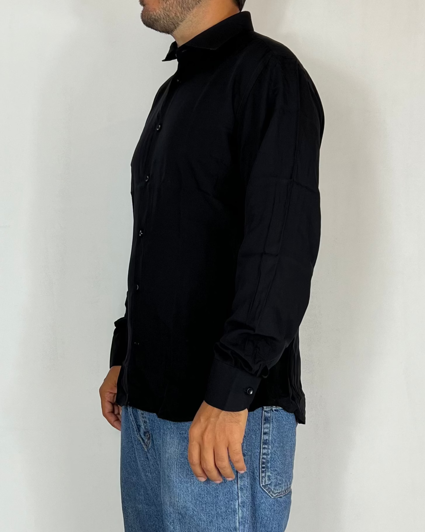 Camicia Viscosa Nero Over-D