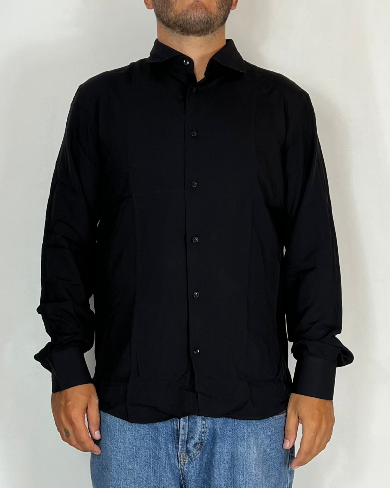 Camicia Viscosa Nero Over-D