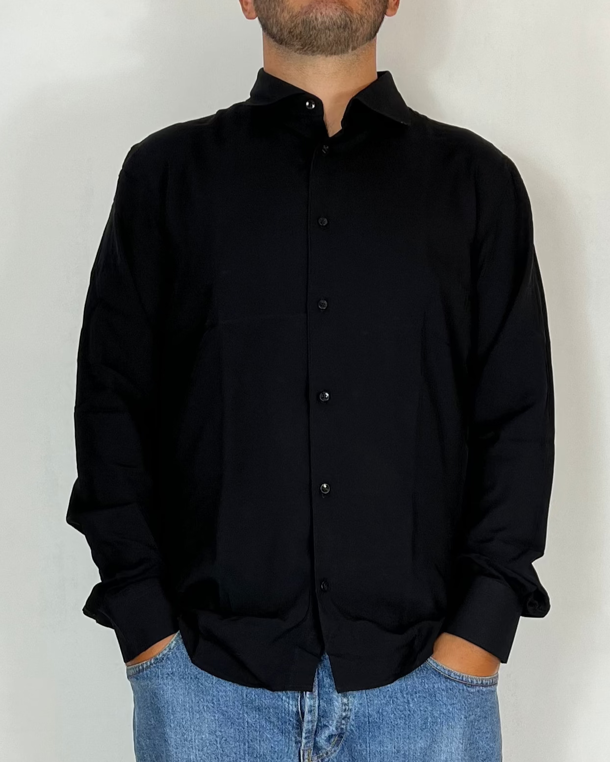 Camicia Viscosa Nero Over-D
