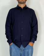 Camicia Viscosa Blu Over-D