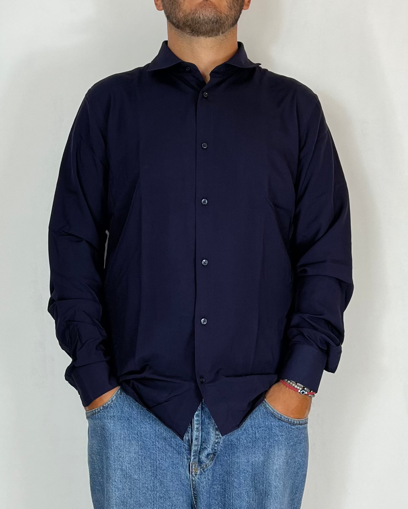 Camicia Viscosa Blu Over-D