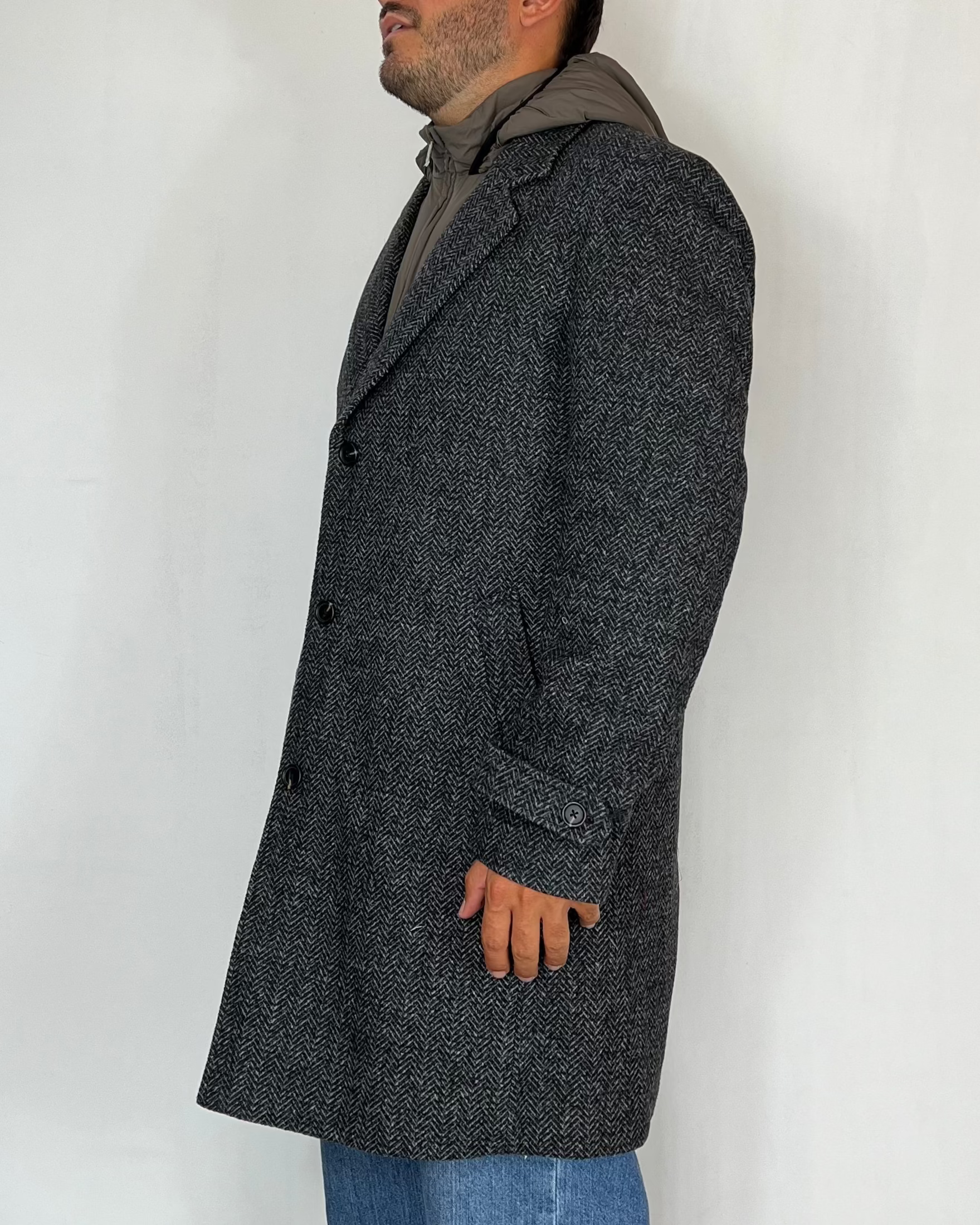 Cappotto Spigato Cappuccio Telamira