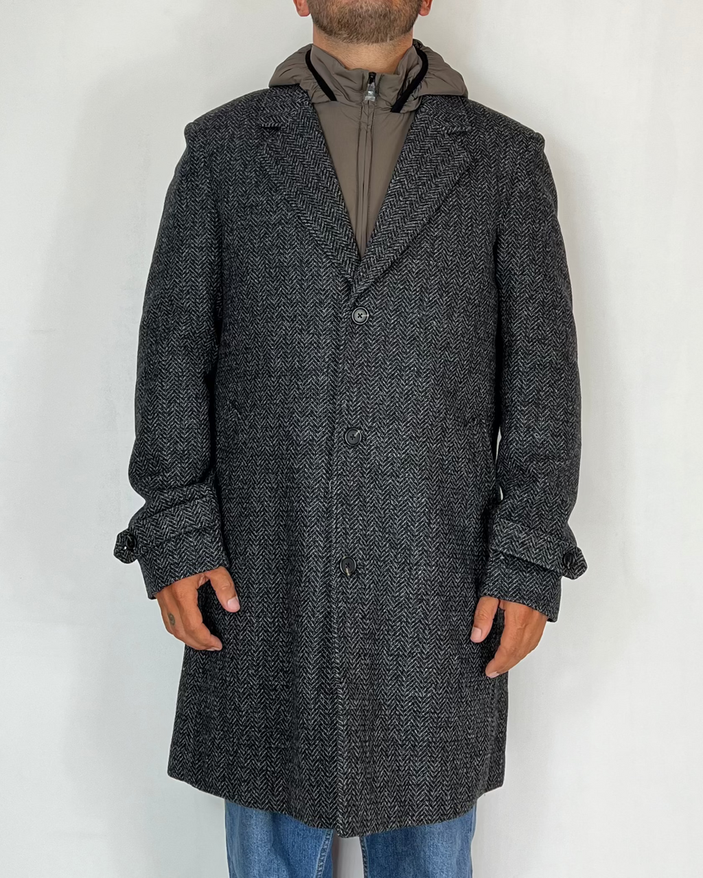 Cappotto Spigato Cappuccio Telamira