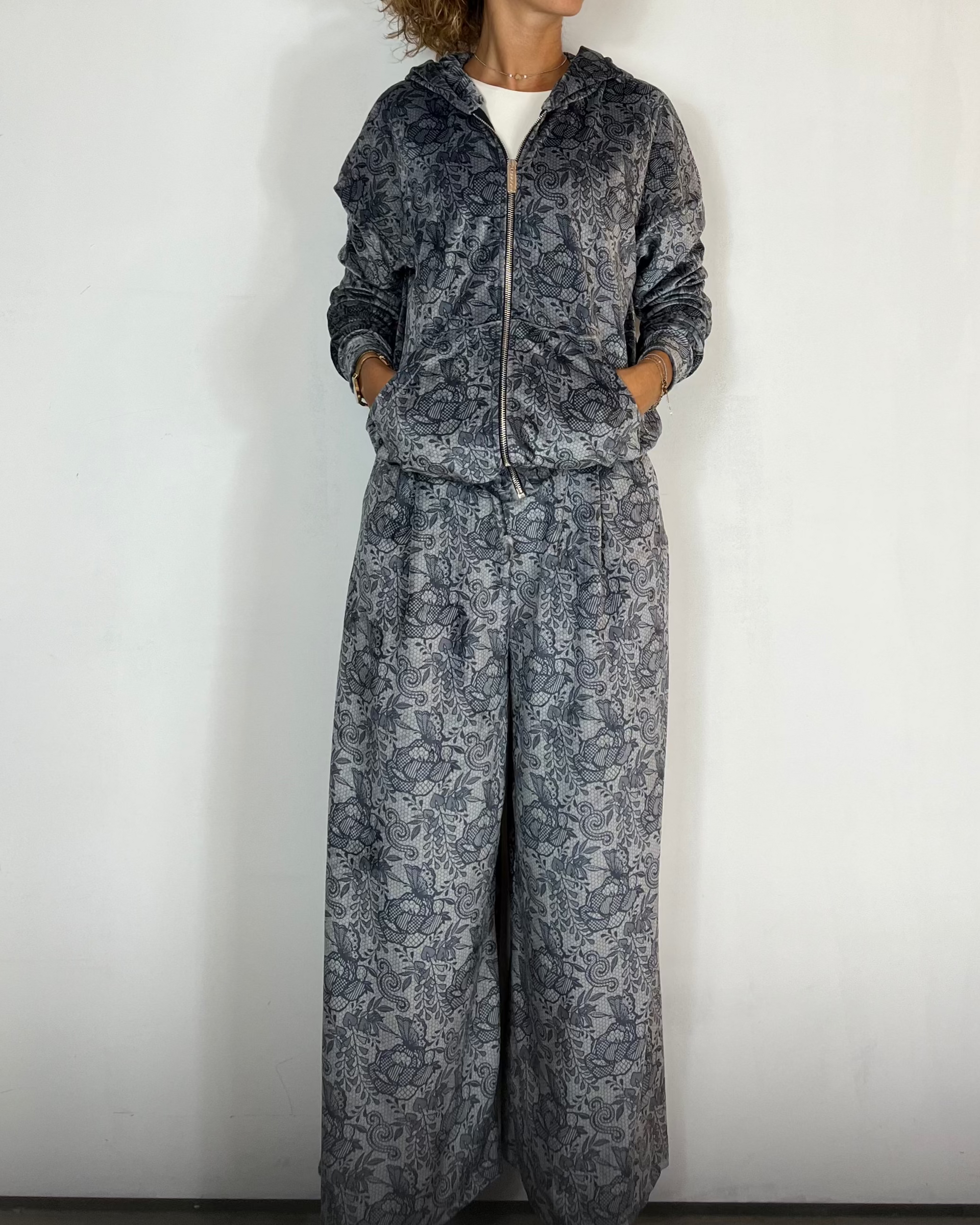 Felpa Zip Ciniglia Olivia Grey