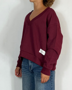 Felpa Scollo V Bordeaux Olivia Grey