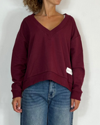 Felpa Scollo V Bordeaux Olivia Grey