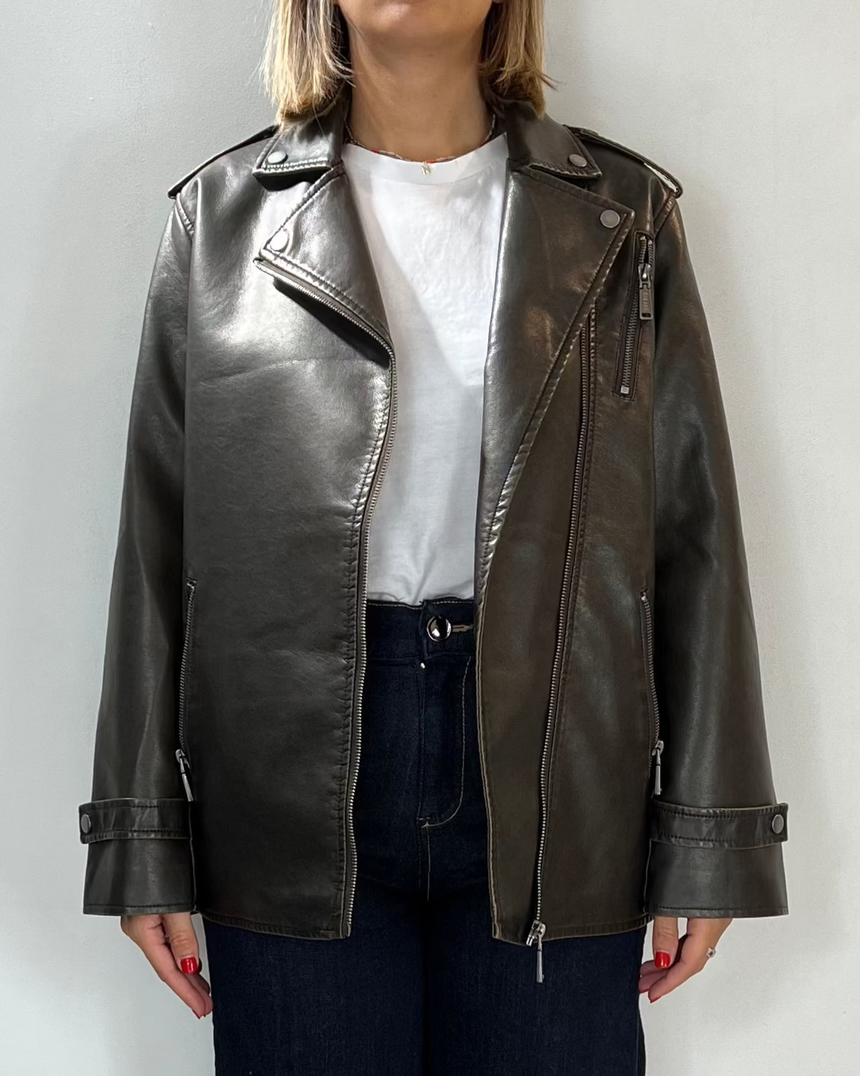 Chiodo Over Ecopelle Over-D Woman