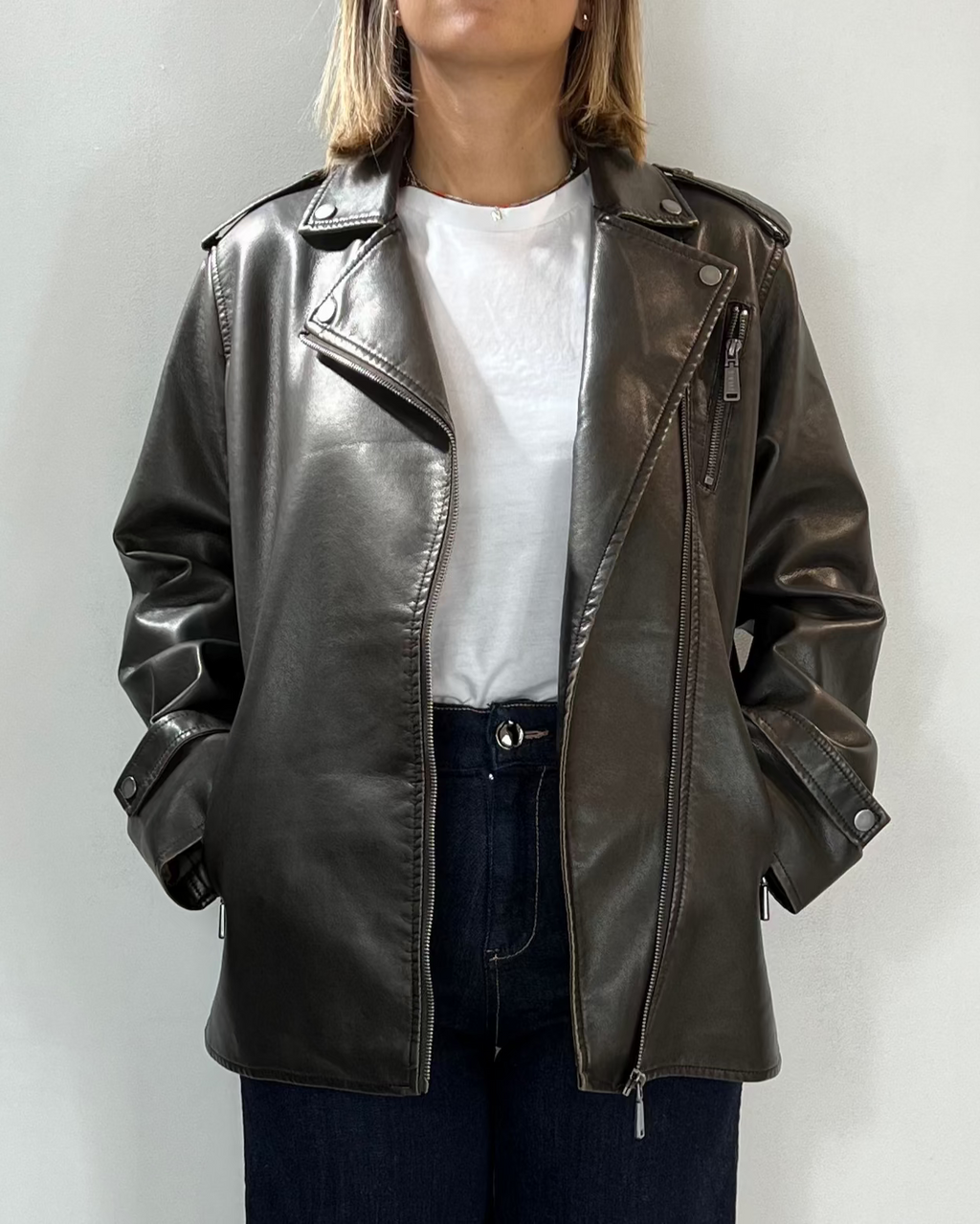 Chiodo Over Ecopelle Over-D Woman