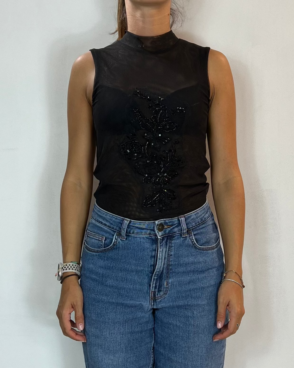 Top Smanicato Lupetto Olivia Grey