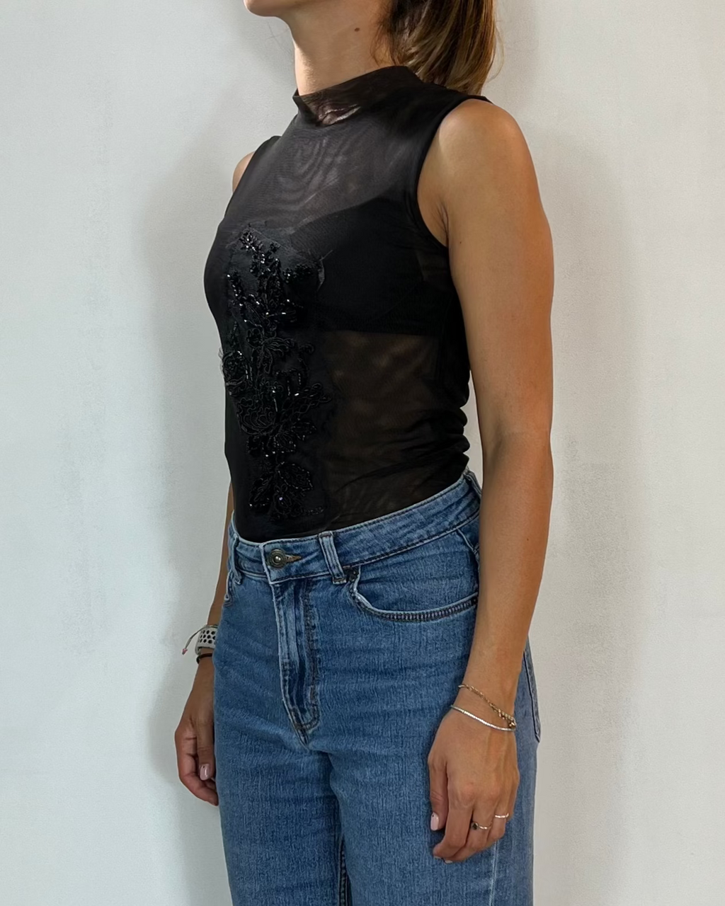 Top Smanicato Lupetto Olivia Grey