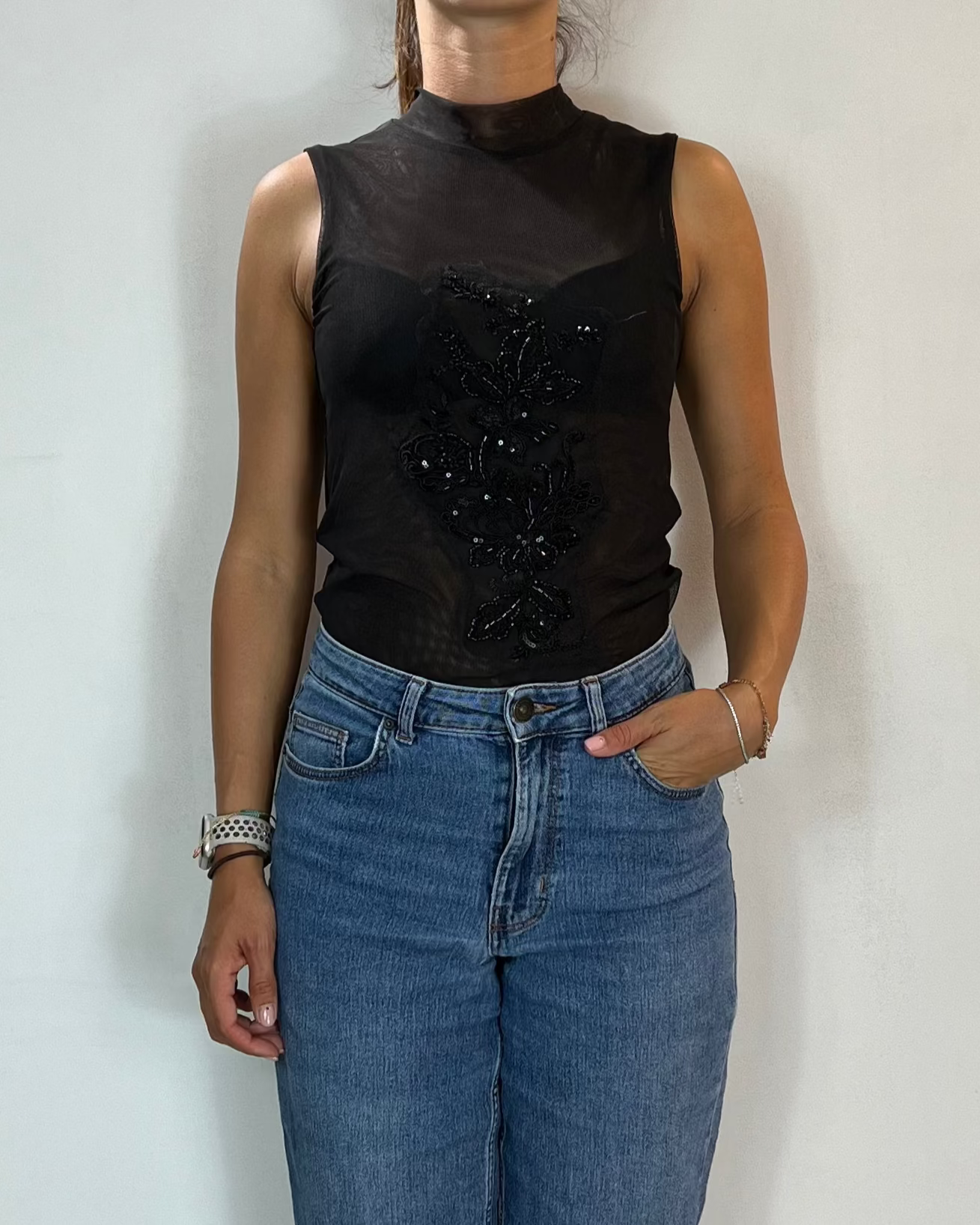 Top Smanicato Lupetto Olivia Grey