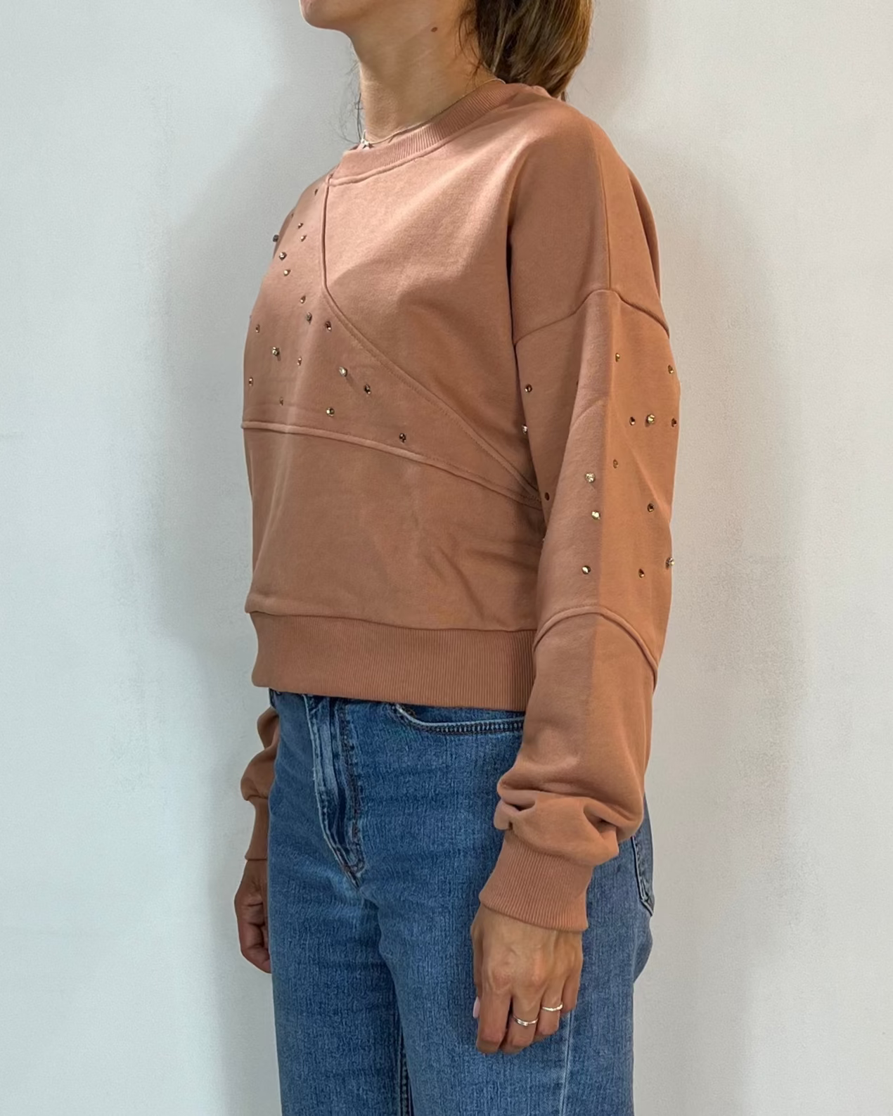 Felpa Cropped Moca Olivia Grey