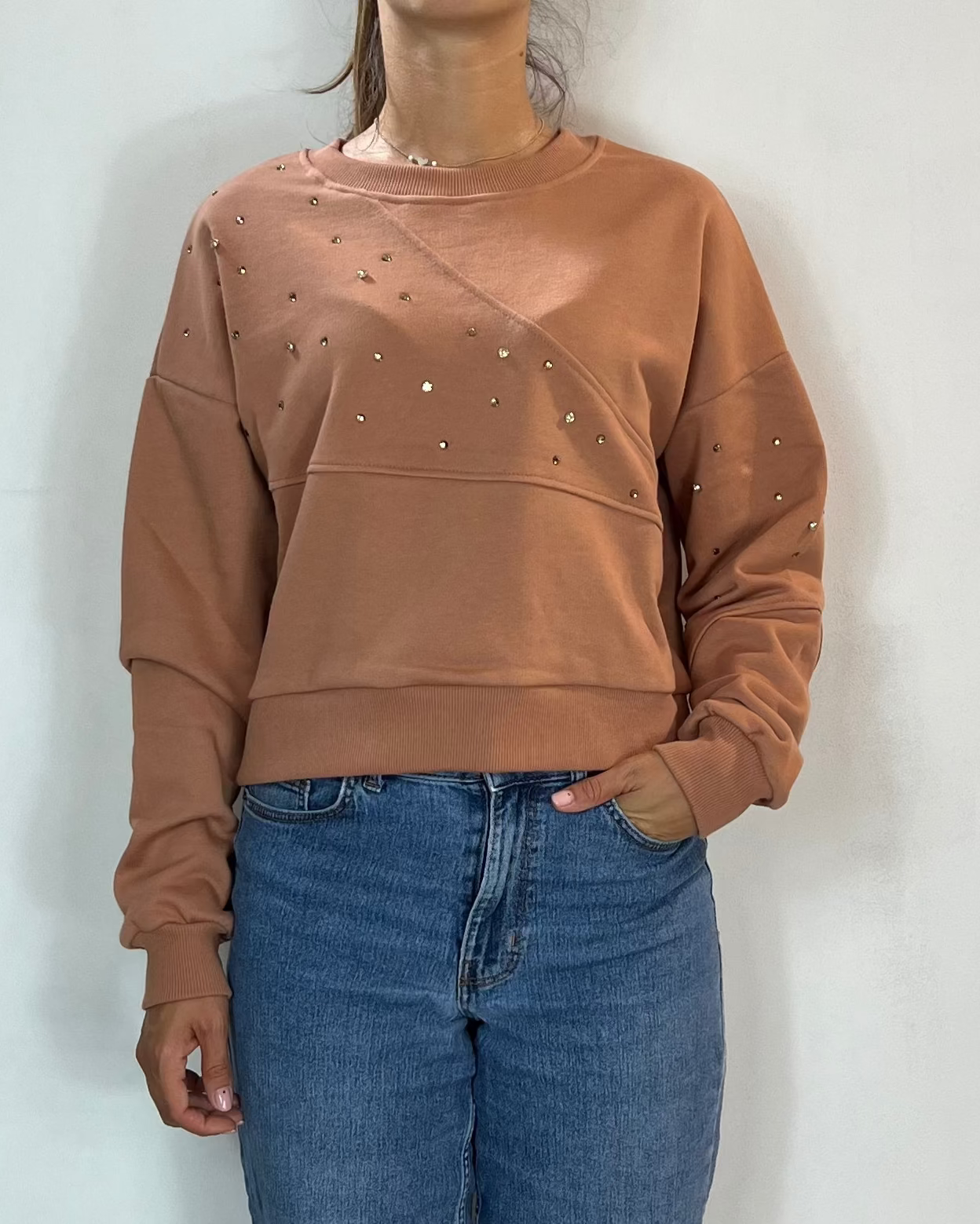 Felpa Cropped Moca Olivia Grey