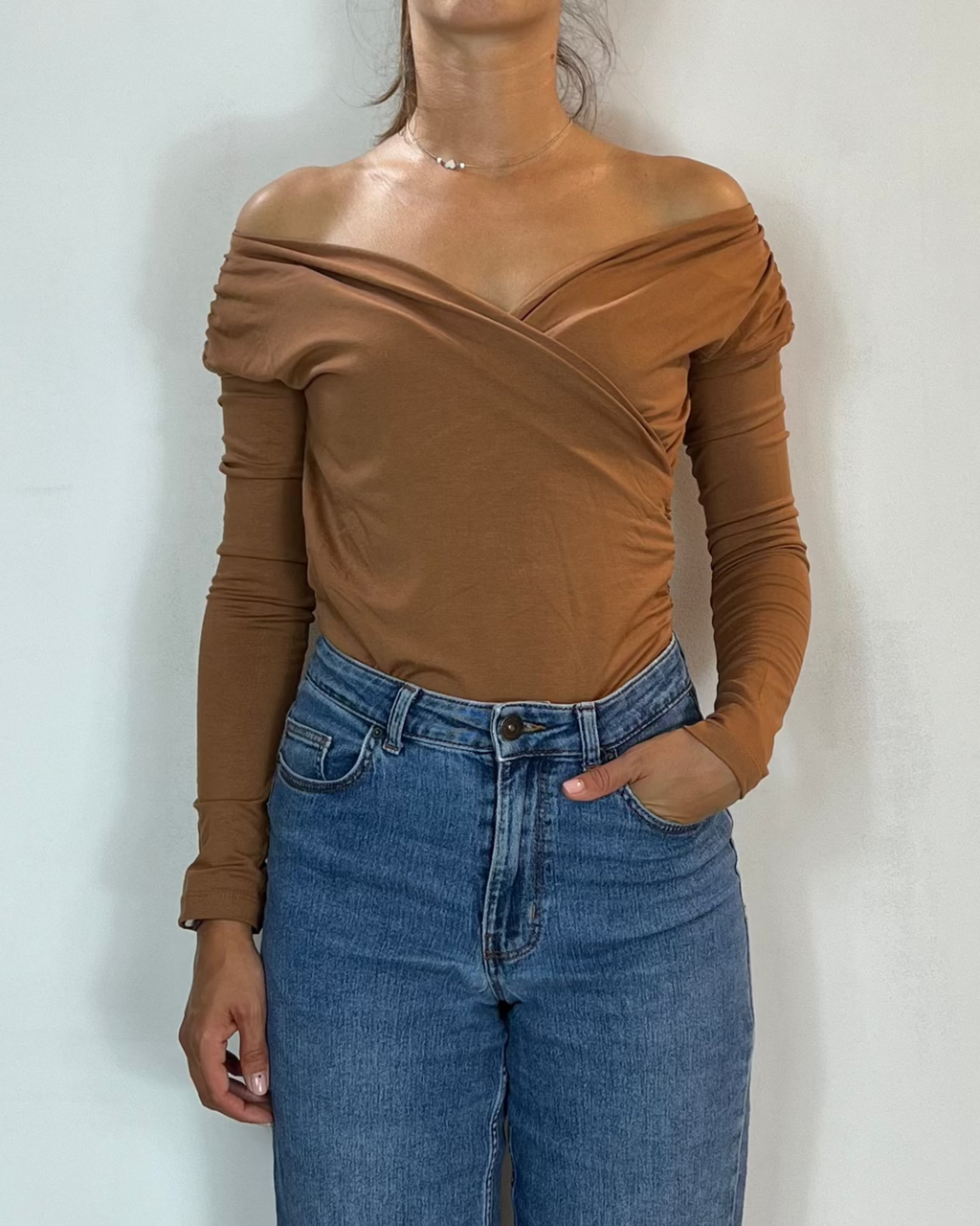 Maglia Incrocio Camel Olivia Grey