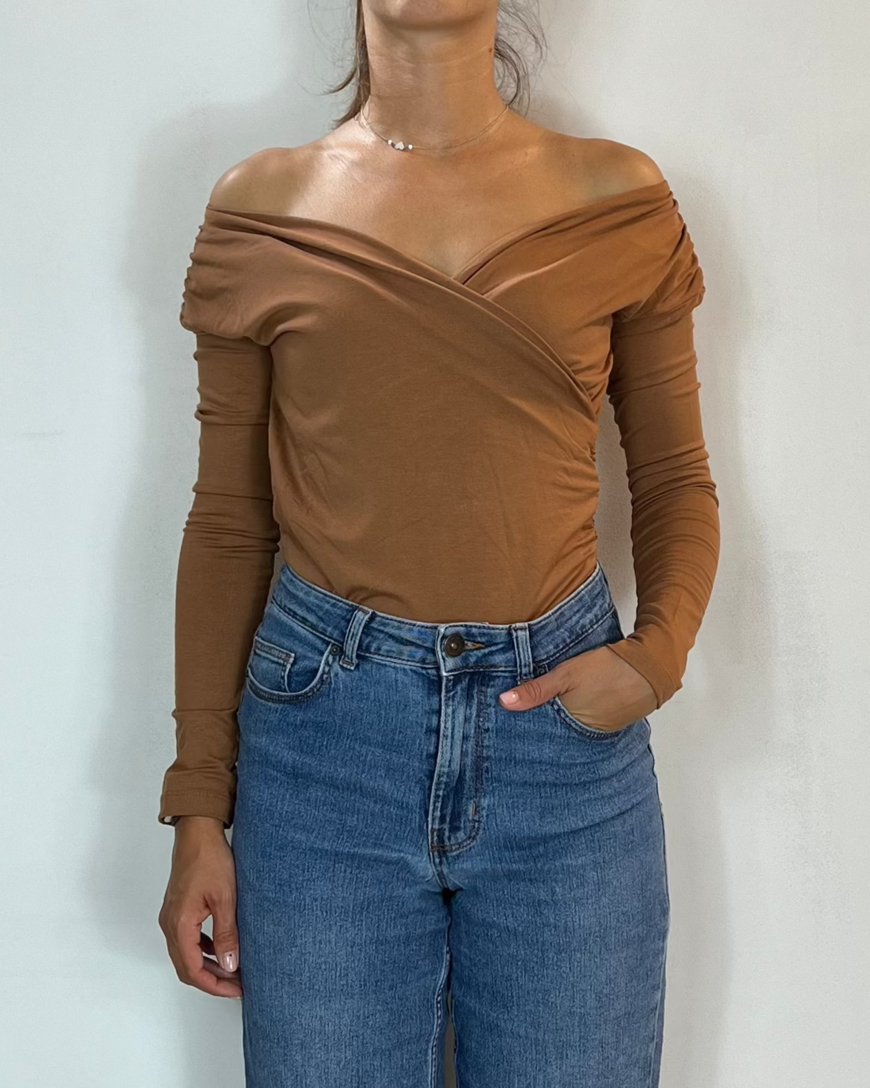 Maglia Incrocio Camel Olivia Grey