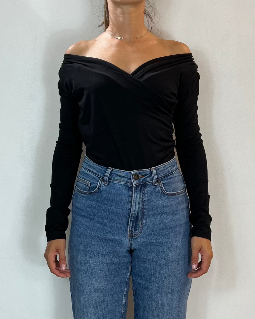 Maglia Incrocio Nero Olivia Grey