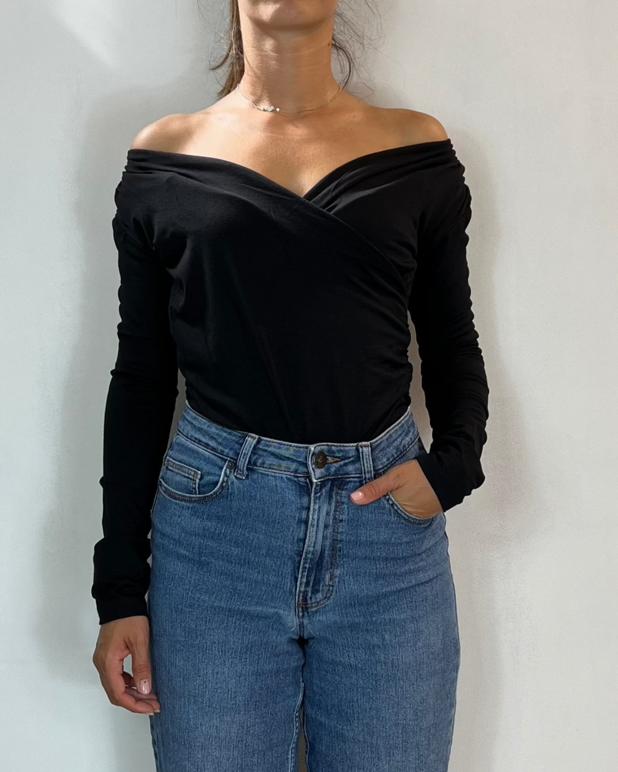 Maglia Incrocio Nero Olivia Grey