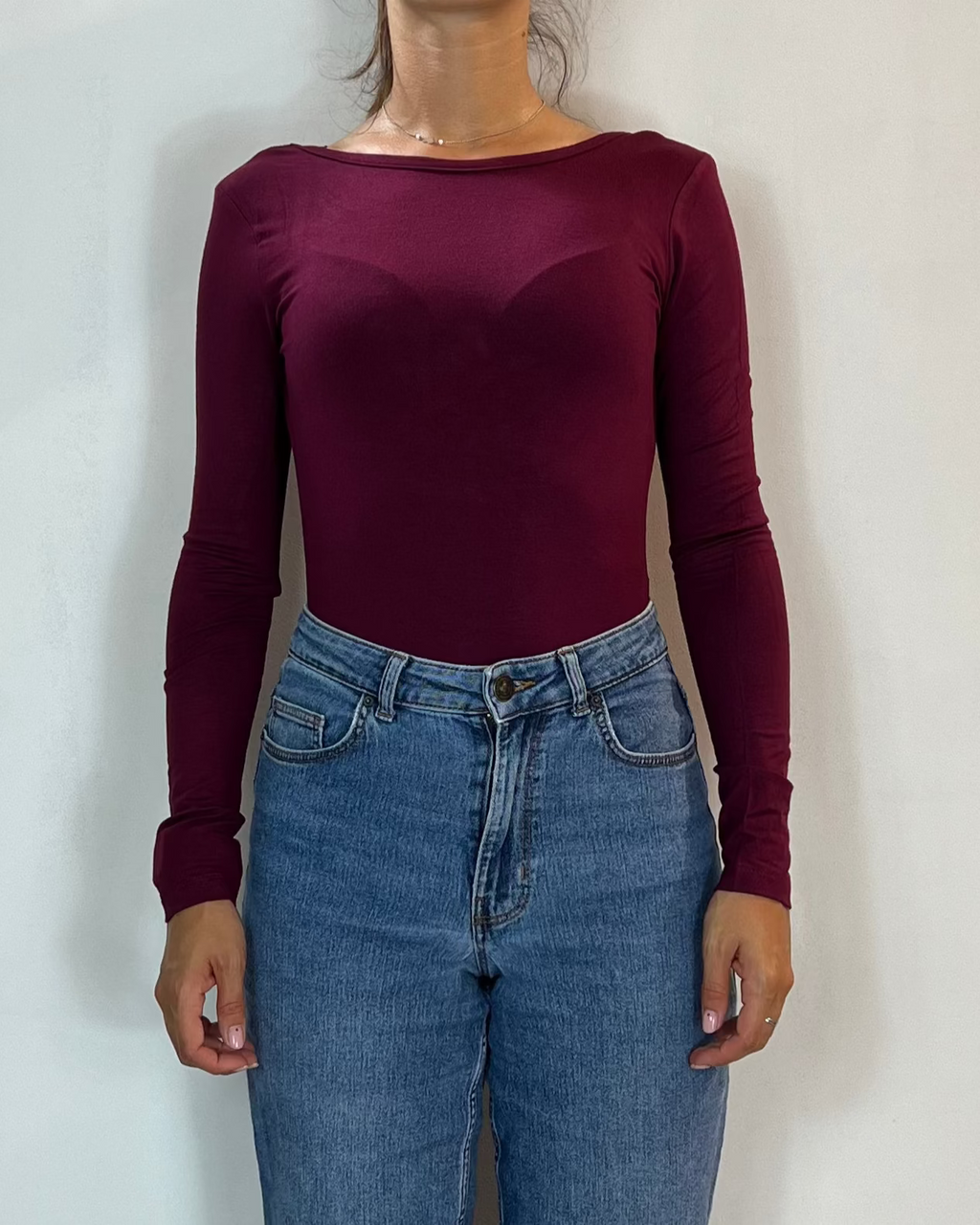 Body Manica Lunga Bordeaux Olivia Grey