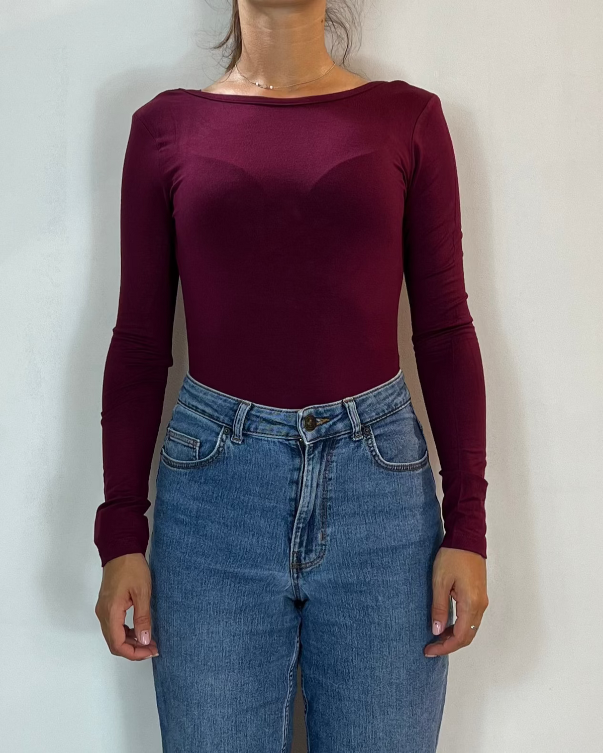 Body Manica Lunga Bordeaux Olivia Grey