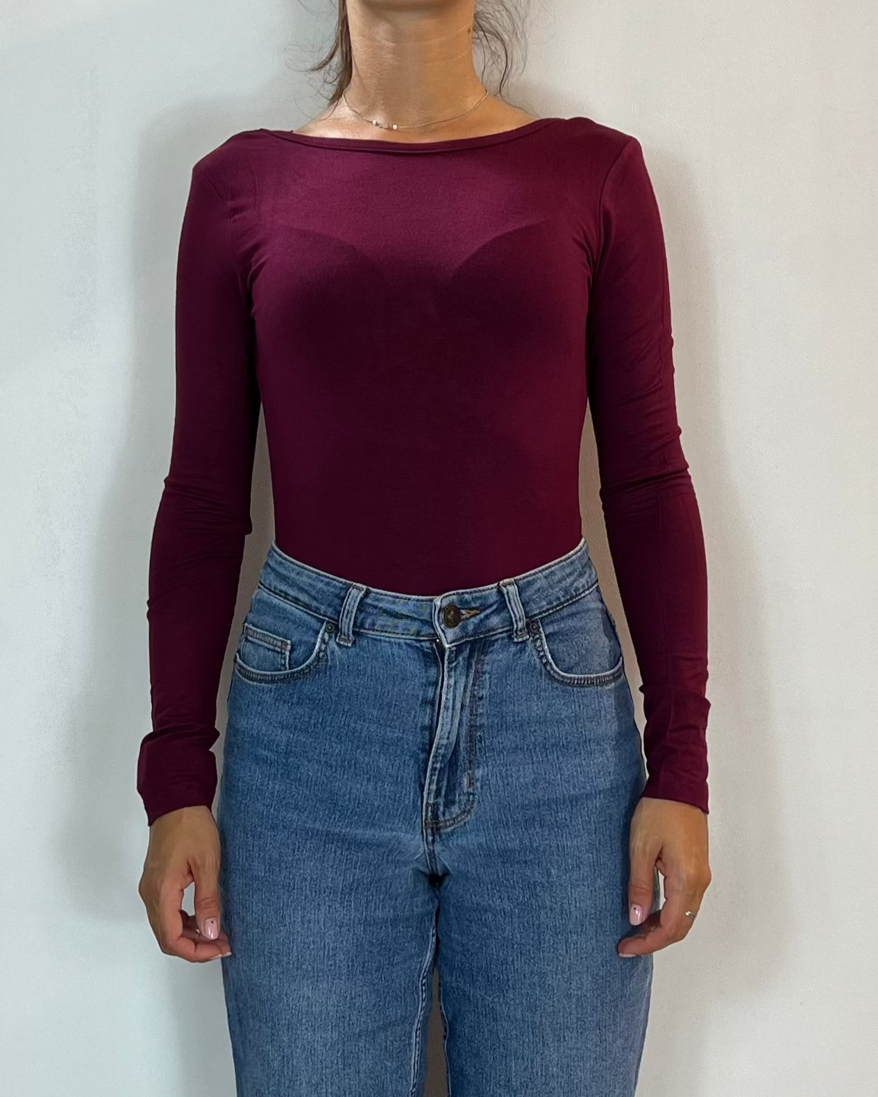 Body Manica Lunga Bordeaux Olivia Grey