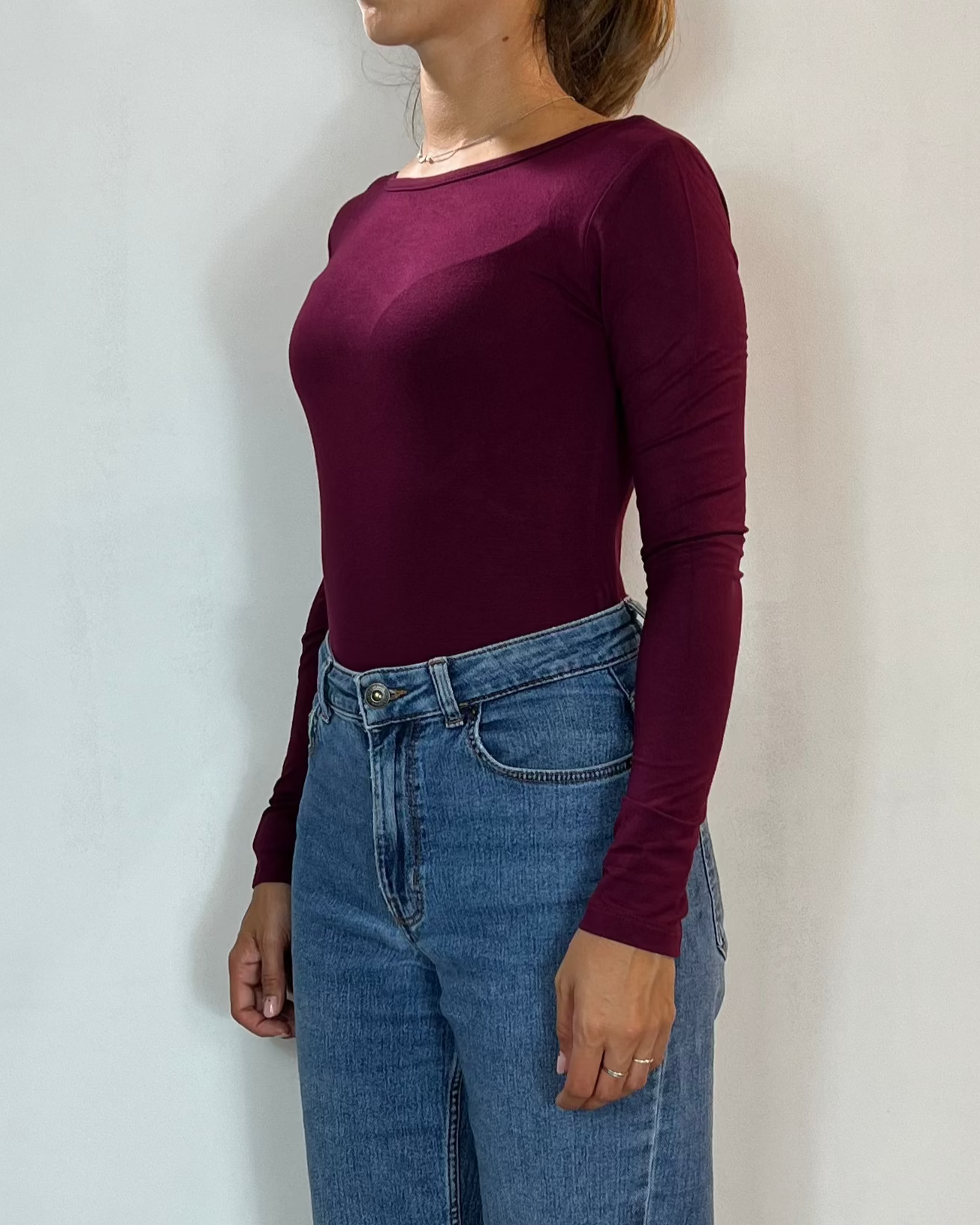 Body Manica Lunga Bordeaux Olivia Grey