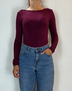 Body Manica Lunga Bordeaux Olivia Grey