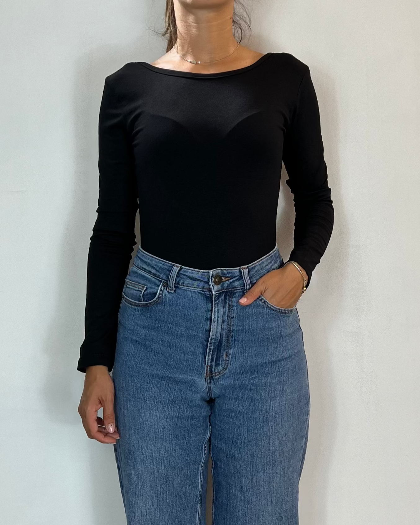 Body Manica Lunga Nero Olivia Grey