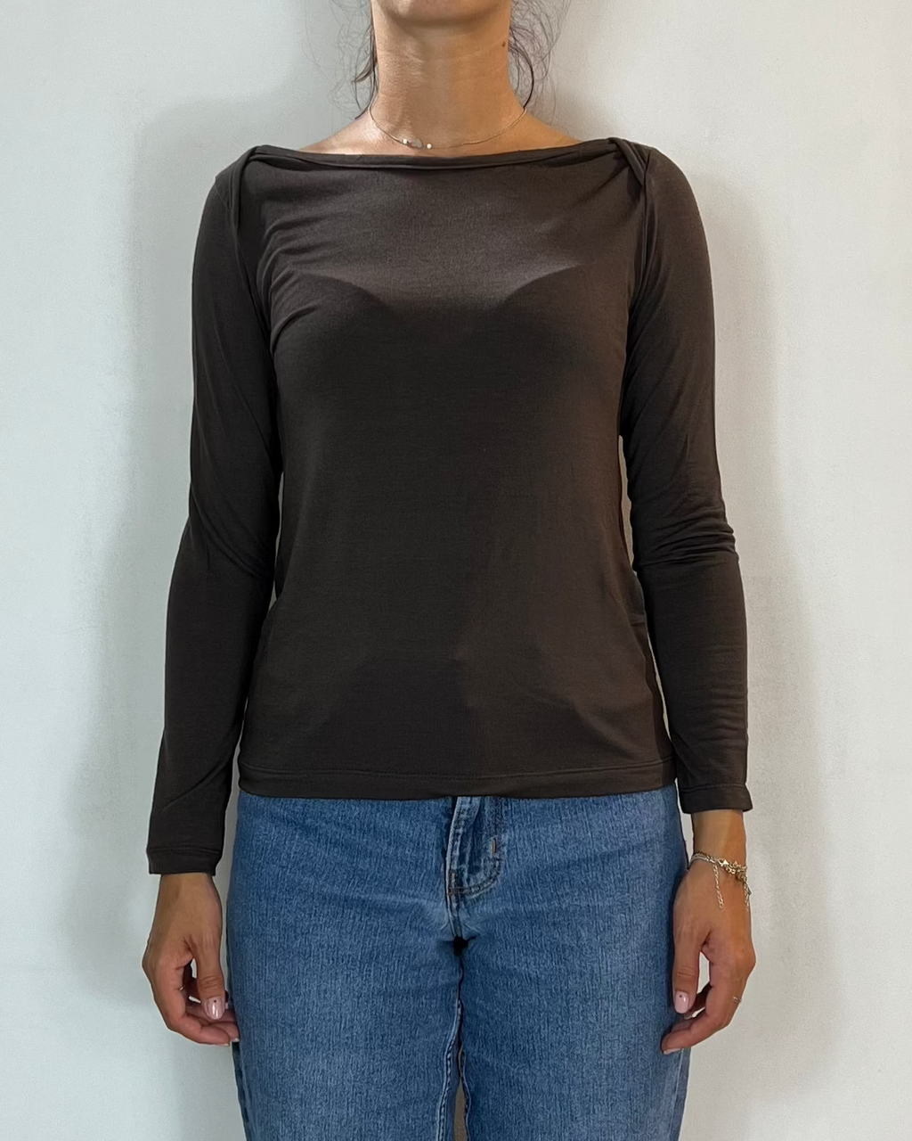 Maglia Manica Lunga Marrone Olivia Grey