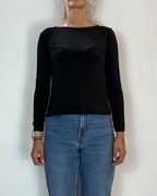 Maglia Scollo Barca Nero Olivia Grey