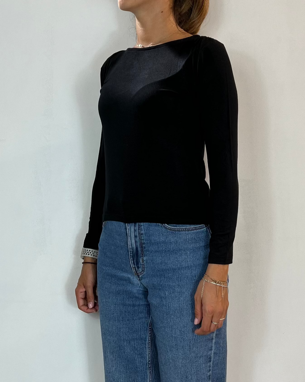 Maglia Scollo Barca Nero Olivia Grey