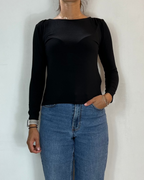 Maglia Scollo Barca Nero Olivia Grey