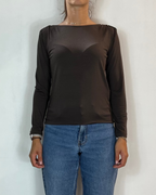 Maglia Scollo Barca Marrone Olivia Grey