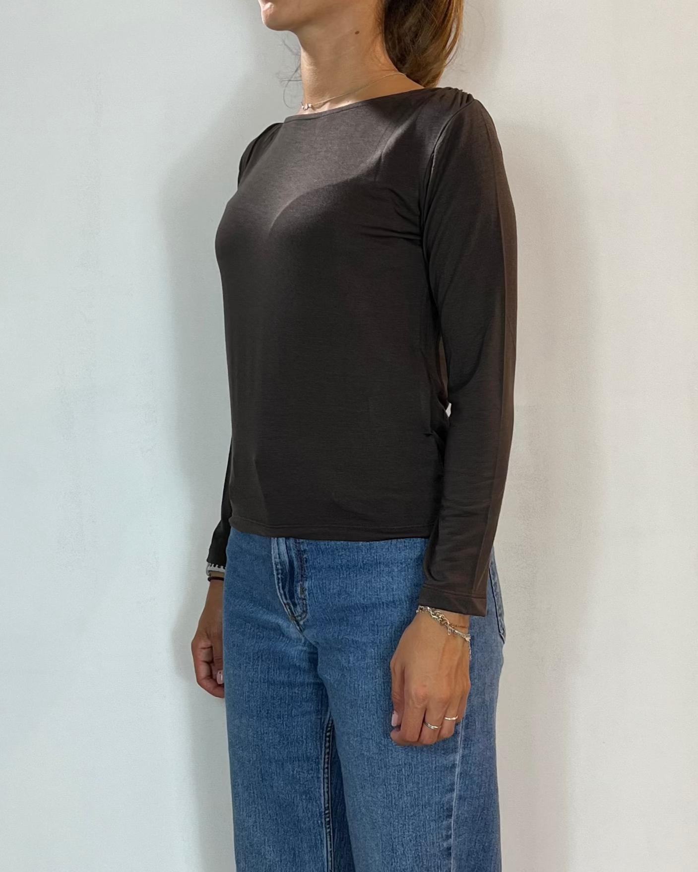 Maglia Scollo Barca Marrone Olivia Grey