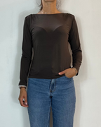 Maglia Scollo Barca Marrone Olivia Grey