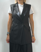 Gilet Lungo Gessato Over-D Woman