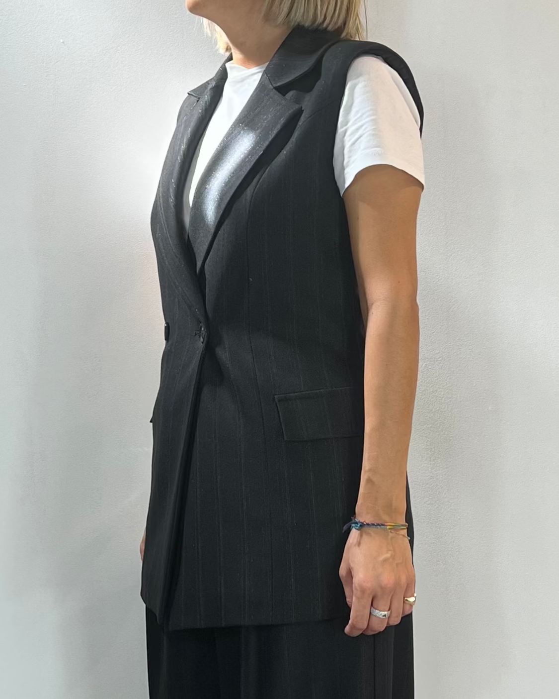 Gilet Lungo Gessato Over-D Woman