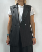 Gilet Lungo Gessato Over-D Woman