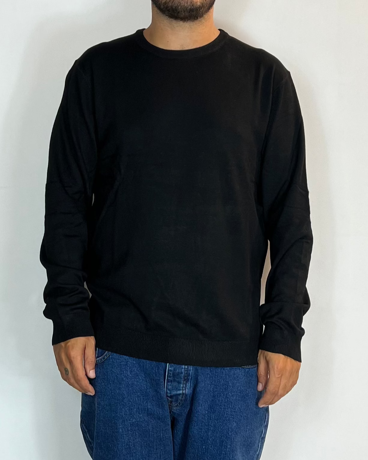 Maglia Girocollo Viscosa Nero Telamira