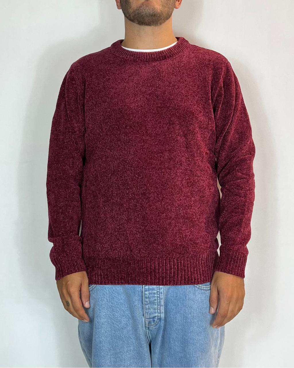 Maglione Girocollo Ciniglia Bordeaux Telamira