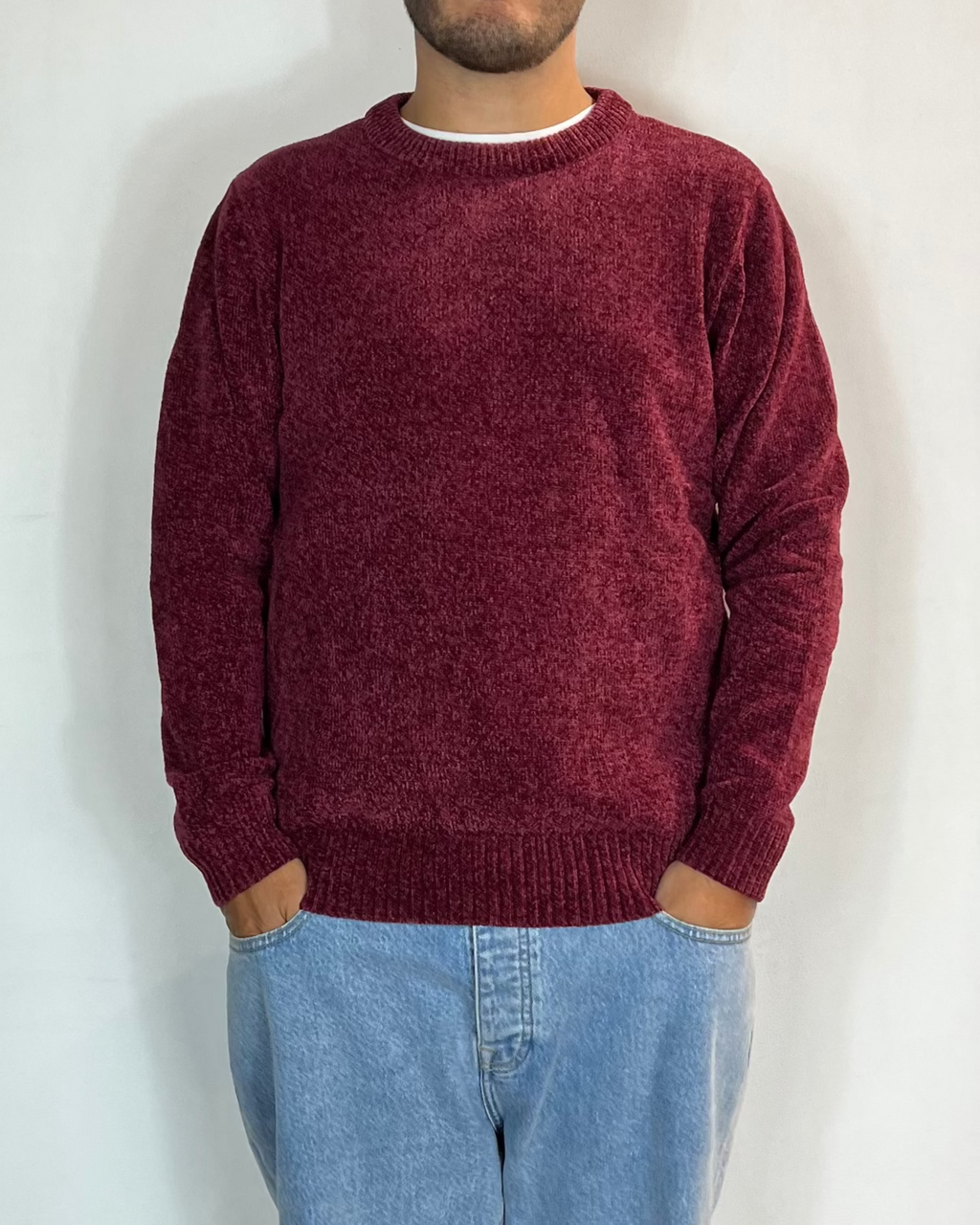 Maglione Girocollo Ciniglia Bordeaux Telamira