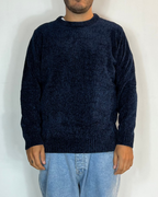 Maglione Girocollo Ciniglia Blu Telamira
