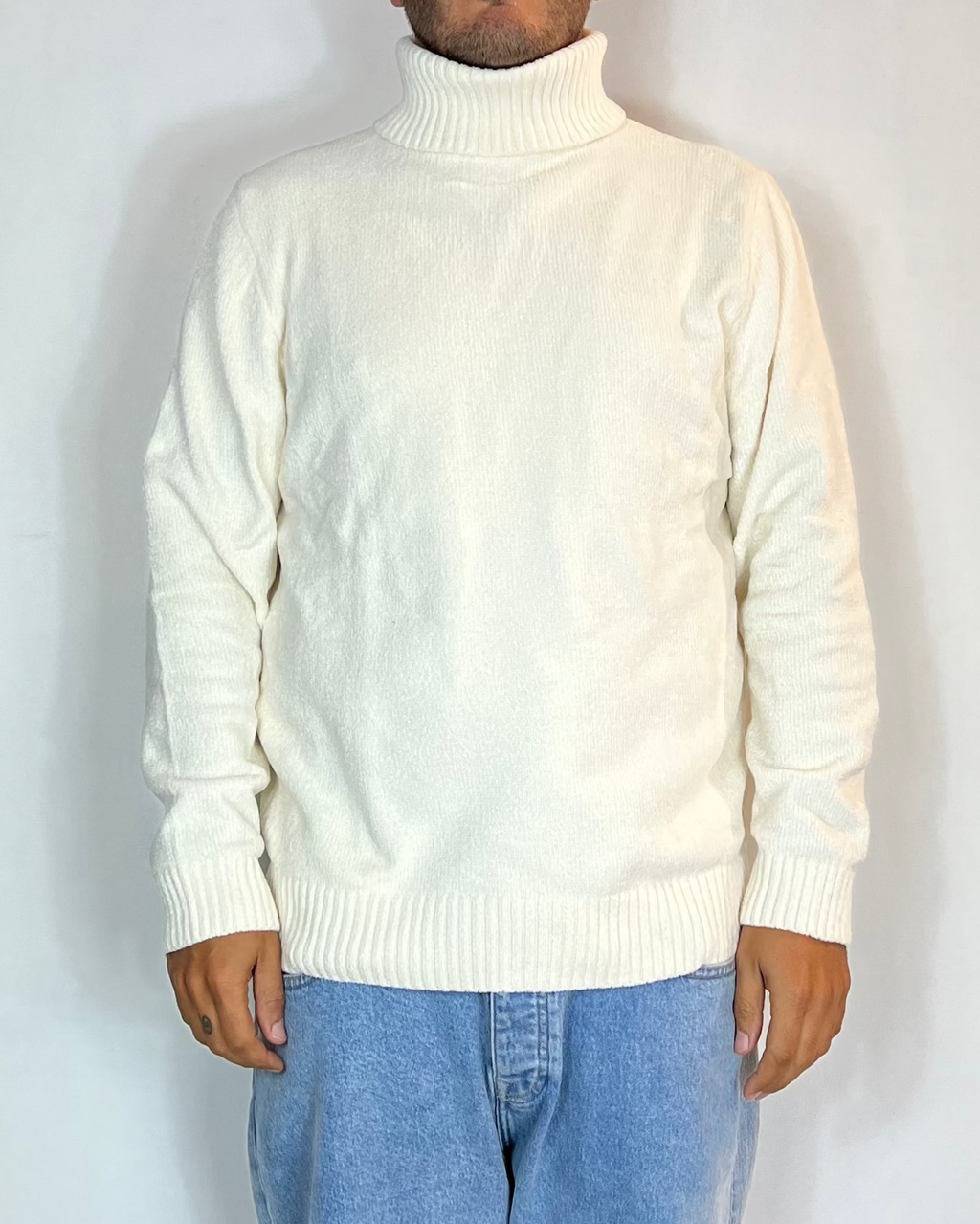 Maglione Collo Alto Ciniglia Panna Telamira