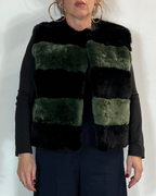Gilet In Pelliccia Verde/Nero