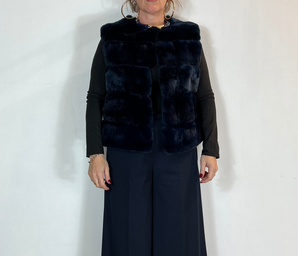 Gilet In Pelliccia Blu