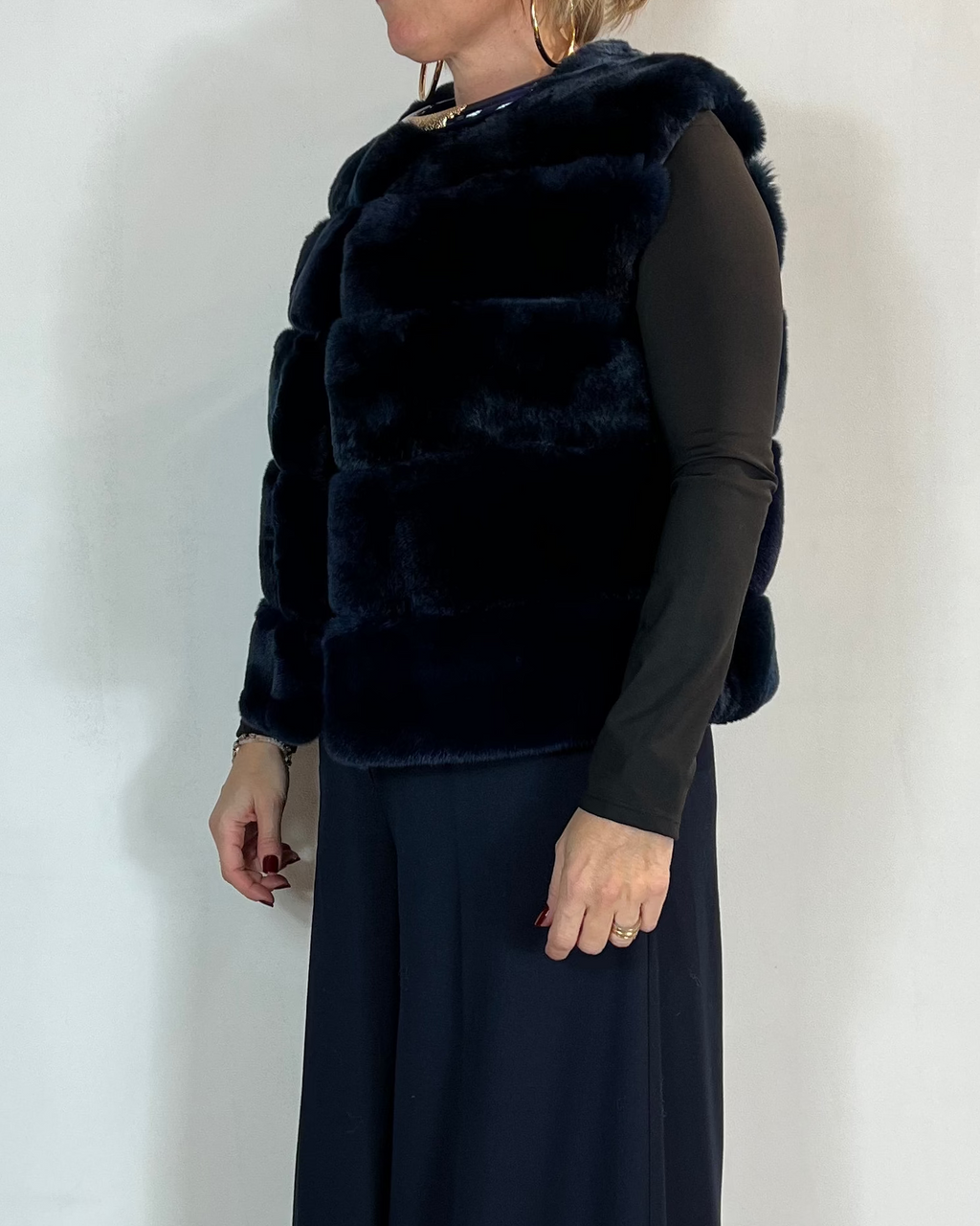 Gilet In Pelliccia Blu
