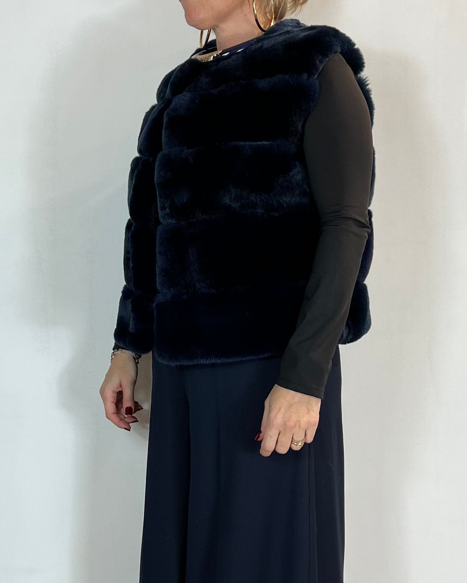 Gilet In Pelliccia Blu