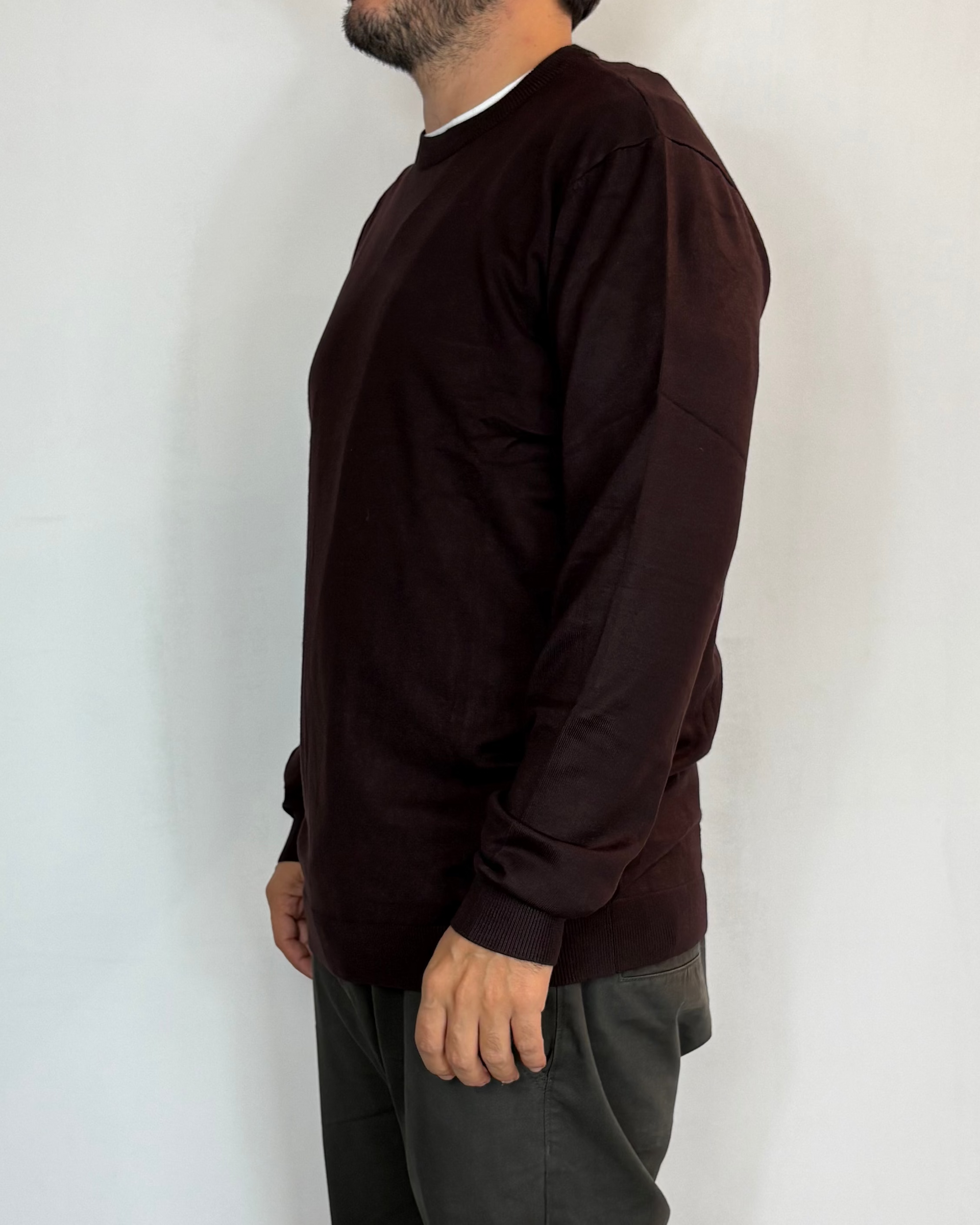 Maglia Girocollo Viscosa Marrone Telamira